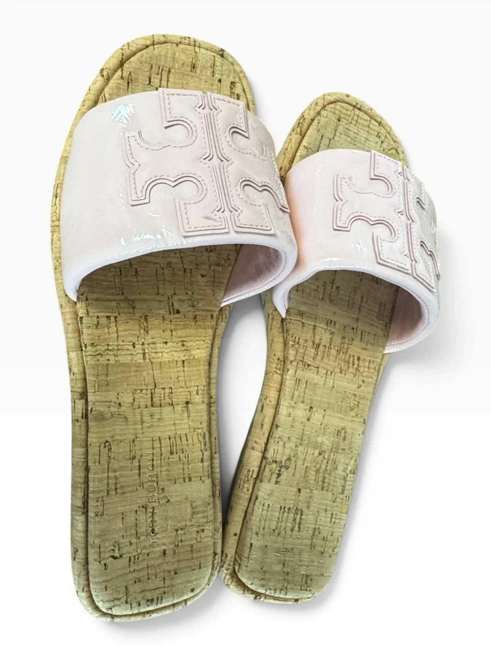 Tory Burch Double T Sport Slides in the Petunia
